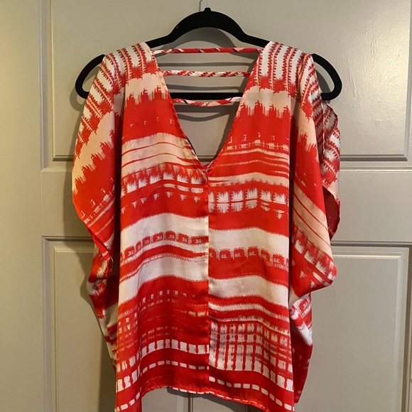 Collective Concepts satin orange and white top - Picture 3 of 4